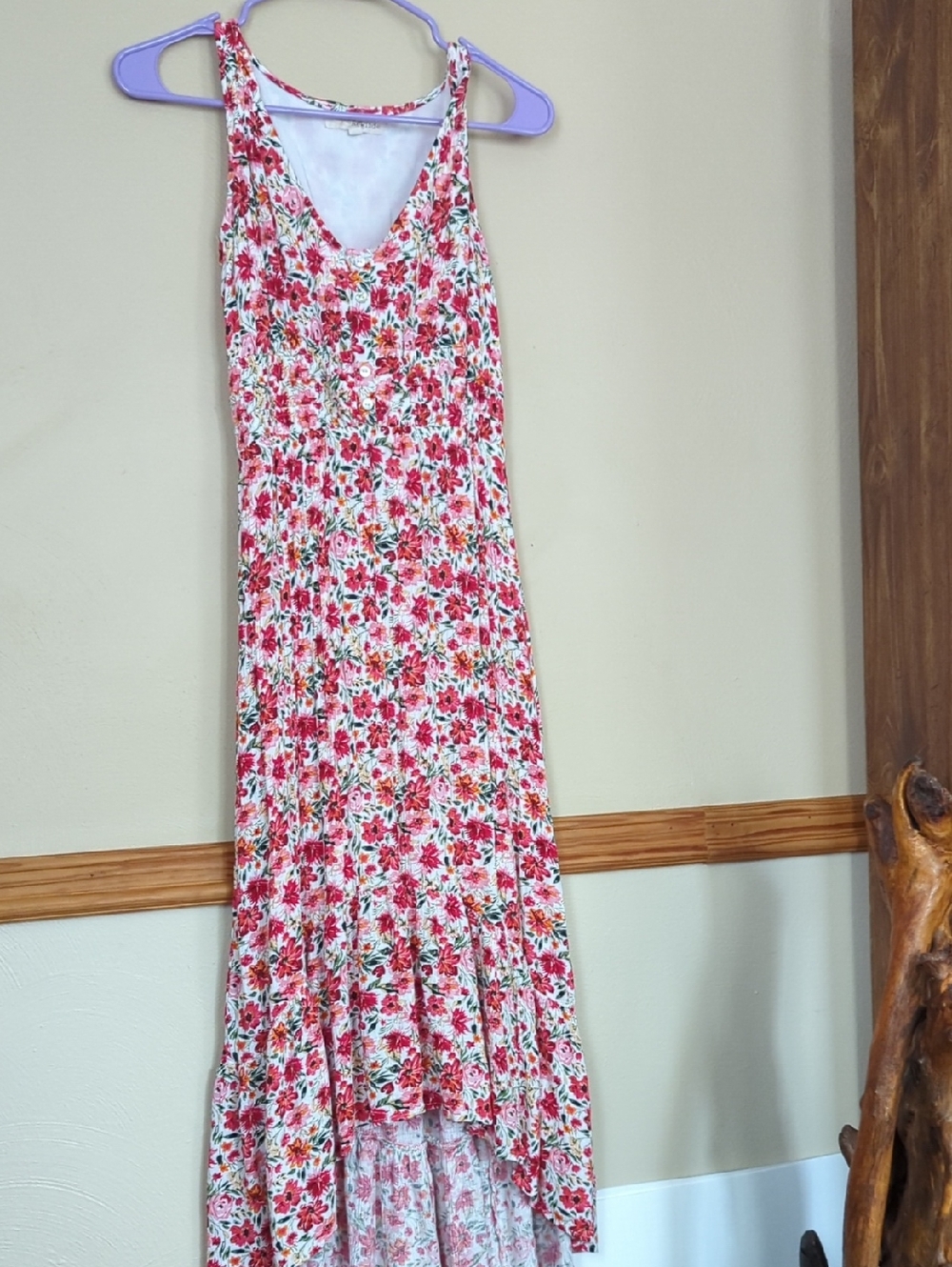 Rewind White Maxi Dress with Red Floral Print